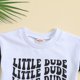 thumbnail image 3 of Gibobby Conjunto de pants para niño Camiseta de manga corta con estampado de letras para niños pequeños, pantalones cortos, conjuntos para niños(Blanco, 6-12 Meses), 3 of 5