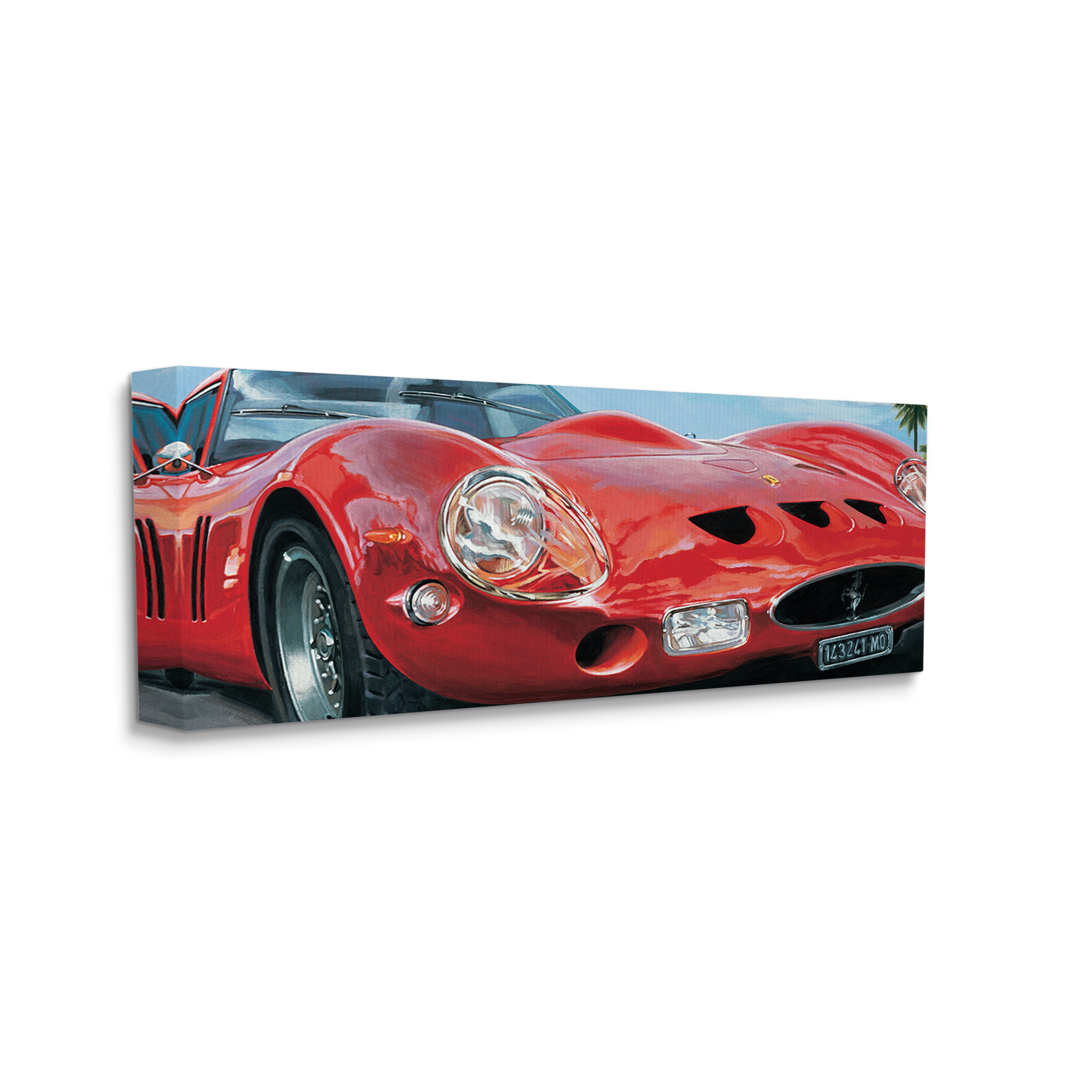 Stupell Industries Red Sports Car on Road Transportation Painting Gallery Wrapped Canvas Print Wall Art, 24 x 10