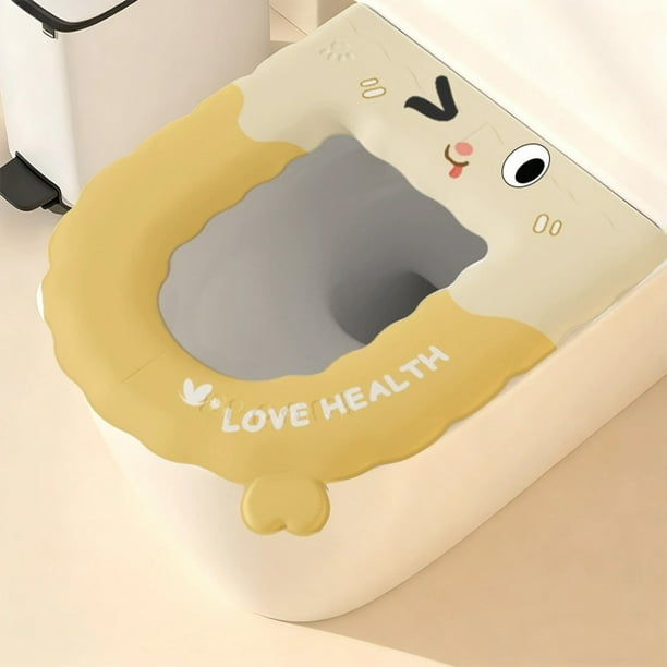 Herunwer Universal Toilet Seat Cushion Pad, Reusable Washable Thickened Toilet Mats, Soft Warm Toilet Seat Cover with Cute Cartoon Design for Bathroom