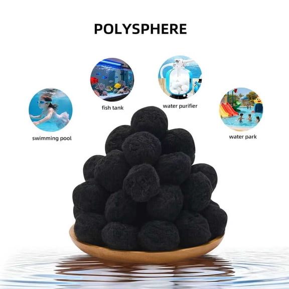 Yuanlin Filter Balls,  Activated Carbon Adsorption in Pool, Water Purifier, Substitue Filter Sand, Lightweight & Reusable, Black, 1.1 lbs