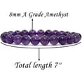 thumbnail image 2 of Natural A Grade Amethyst Gemstone 8mm Purple Crystal Round Beads Stretch Bracelet 7 Inch, 2 of 5