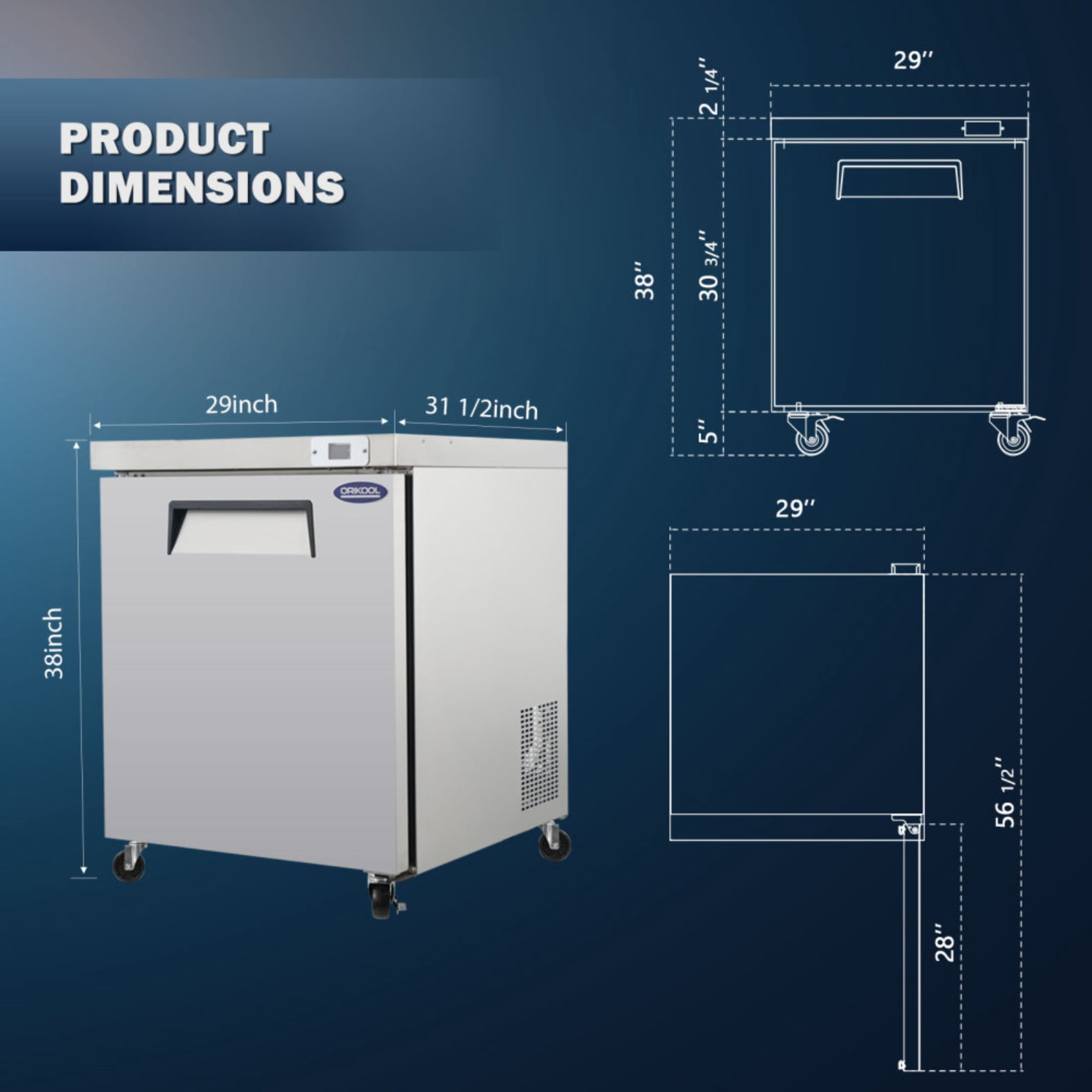 29" Commercial Under Counter Freezer 1 Door 8 Cu.ft Undercounter Work Top Freezers ETL Approved(LTL carry)