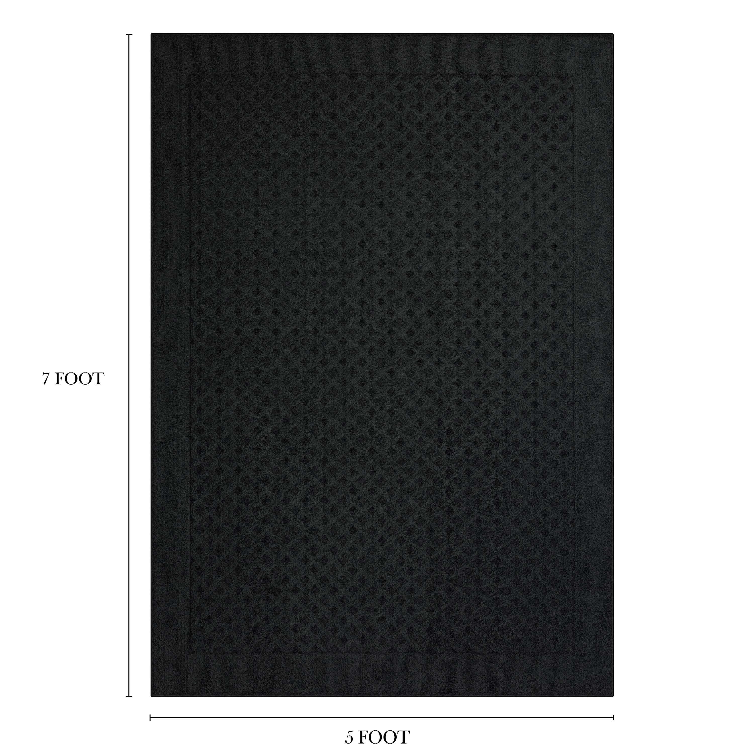 Mainstays Dylan Solid Diamond Olefin Indoor Area Rug, Black, 5 ft x 7 ft