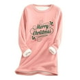 thumbnail image 1 of Prix Réduit! Aqestyerly Hauts de Noël pour Femmes Liquidation Mode Féminine Impression de Noël Manches Régulières Hiver Ample Vacances Décontracté Col Rond Chemise Hauts, 1 of 2