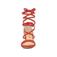 thumbnail image 6 of BLISSFUL STEP Mother's Day Women's Shoes Lace-Up Chunky Heel Open Toe Cross Strap Sandals Orange 7, 6 of 7