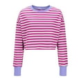 thumbnail image 3 of Kaemgyyd Women's Casual Sweatshirts Loose Long Sleeve Striped Cropped Pullover Lightweight Top Fall Trendy Clothing, 3 of 4