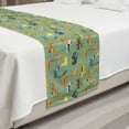 thumbnail image 2 of Cartoon Bed Runner, Animals Cat Fox Giraffe Cow Repetitive, Decorative Accent Bedding Scarf for Hotels Homes and Guestrooms, Queen, Jade Green Multicolor, by Ambesonne, 2 of 2