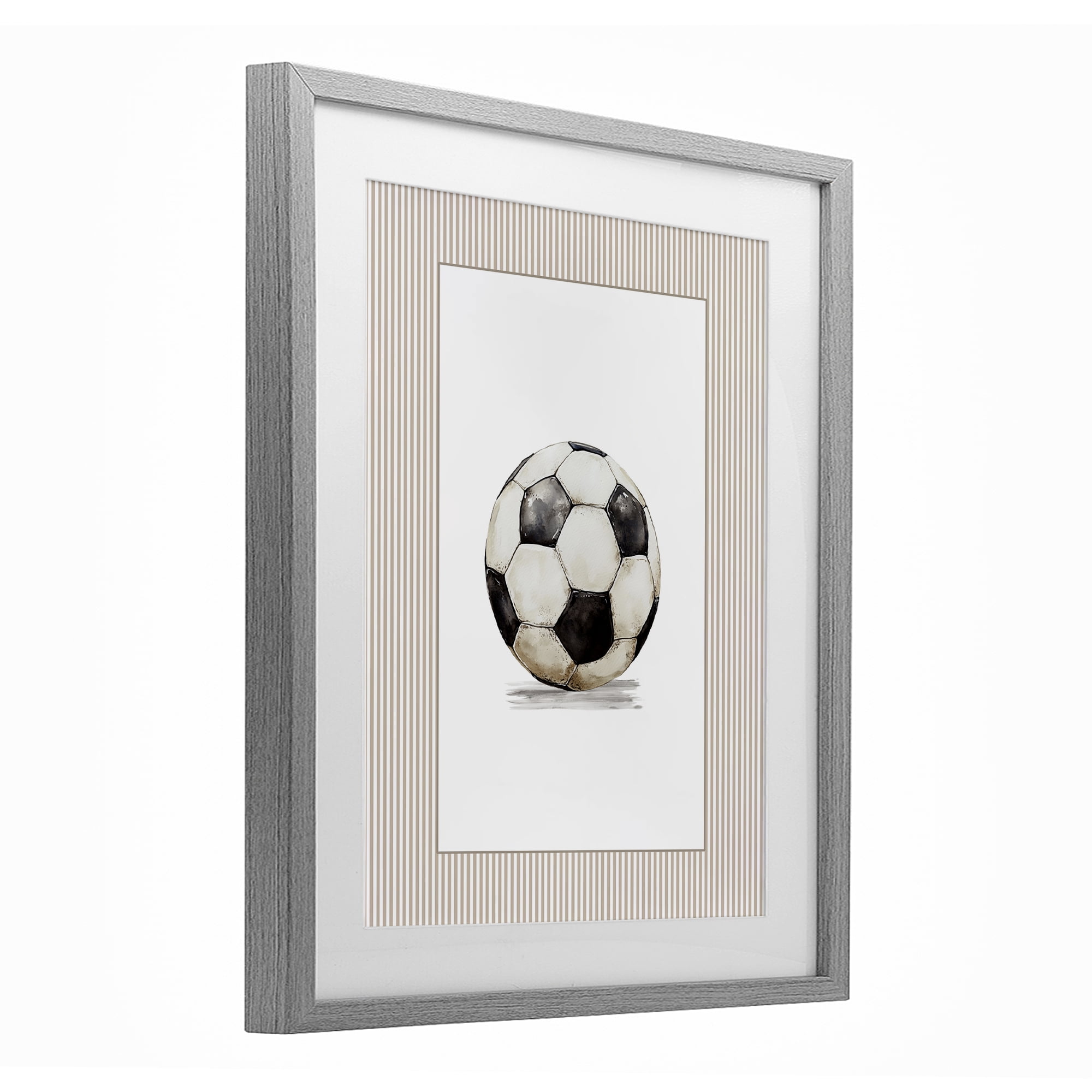 Stupell Industries Vintage Sports Soccer Ball Gray Framed Print Under Glass, design by Christine Simpson Art
