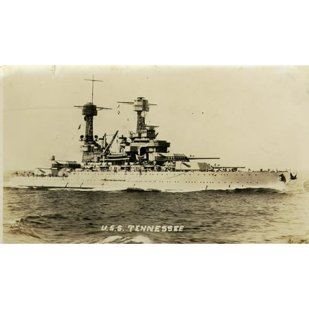 Uss Tennessee Battleship - The U.S. Navy battleship USS Tennessee (BB-43) during operations at sea, in the 1930s. Poster Print 24 x 36