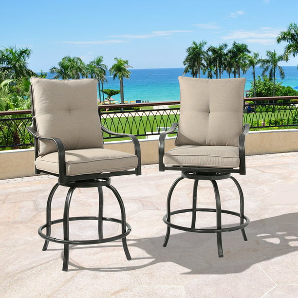 Ulax Furniture 360 Degree Swivel, Counter Height Outdoor Chairs Swivel