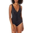 thumbnail image 3 of Coco Reef Contours Solitare V-Neck Underwire Tummy-Control One-Piece Swimsuit Women – Black, 36 C, 3 of 3
