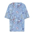 thumbnail image 4 of Uaswgudfs Plus Size ​Women's V-Neck Floral & Bird Print Blouse: Relaxed Fit & Lightweight Fabric for Trendy Summer TopsBlueM, 4 of 5
