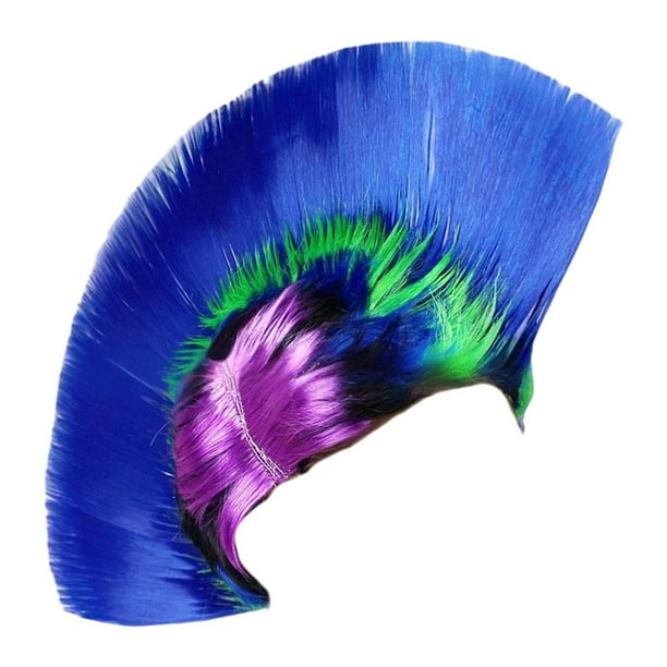 Peluca mohicana estilo punk rock para mujer y hombre, ideal para bailes de máscaras. Azul