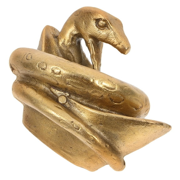FRCOLOR Lucky Brass Snake Ornaments Man Office 4.50X4.00X4.00CM Golden