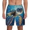 thumbnail image 3 of Uemuo Watercolor Turtle Pattern Mens Swim Trunks Quick Dry Board Shorts with Mesh Lining, Stretch Beach Shorts Quick Dry No-Chafing Board Shorts-XX-Large, 3 of 9