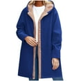 thumbnail image 5 of Scyoekwg Winter Coats for Women Fashion Fleece Lined Jacket Long Sleeve Hooded Warm Coat Solid Color Comfy Fleece Jackets Outerwear (Blue,L), 5 of 6