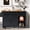 Black, variant on 53" Farmhouse Kitchen Island with Power Outlet and Drop Leaf, Rolling Storage Cart with 2 Sliding Barn Doors and 3 Drawers for Dining Room, White