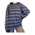 thumbnail image 4 of Mialoley Women?s Contrast Color Stripe Round Neck Long Sleeve Loose Sweatshirt, 4 of 5