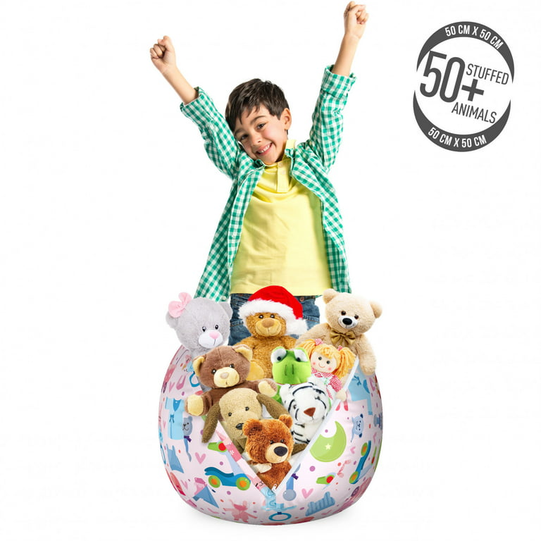 Cartoon Storage Toy Bag Chair, Toys Teddy Bear Rabbit Bunny Birthday Girls  Cheerful Design, Stuffed Animal Organizer Washable Bag, Large Size, Pale  Pink Blue Rose, by Ambesonne 