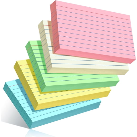 Colored Index Cards 5x8, 120 Count, 6 Color Large Index Cards, note cards | Flash Cards for Studying, large note cards 5x8 for Studying, Recipes, Memo Cards, Office Supply, DIY, Presentation