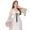 thumbnail image 5 of Camisones de seda satinada con tirantes finos para mujer, ropa de dormir de encaje, vestido dulce con lazo, lencería Sexy, camisón de malla para el hogar, 5 of 5