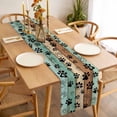 thumbnail image 3 of Teal Blue Brown Table Runner - 48 Inch Long, Kitchen Dining Table Runner Dresser Scarves, Rustic Farmhouse Dog Paw Vintage Farmhouse Decor for Coffee Tables Wedding Party Banquet, 3 of 8