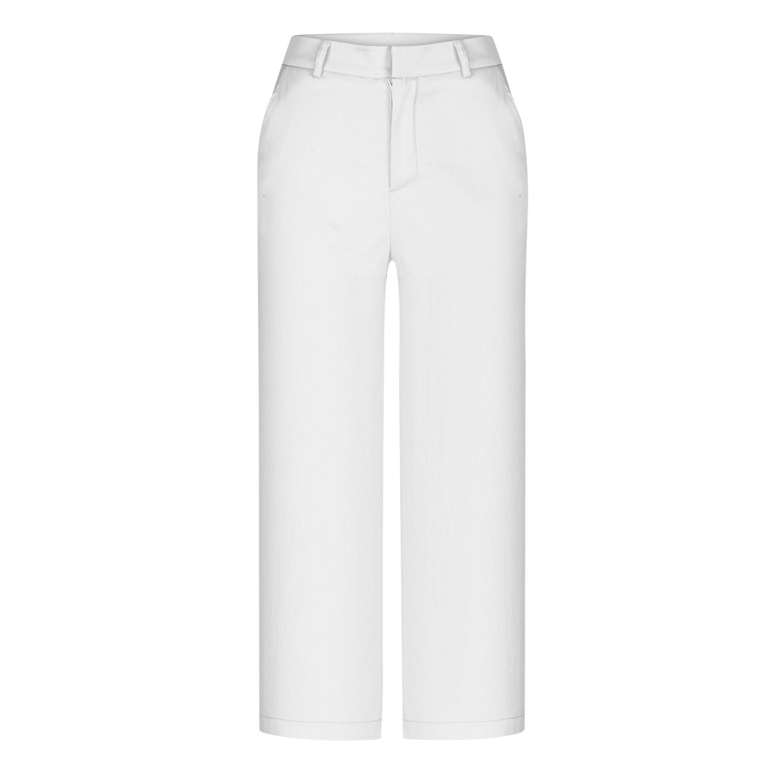 Womens Capris with Pockets- Casual Solid with Pockets Cropped Pants Womens Fashion Baggy Wide Leg Capri Pants White - image 5