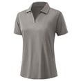 thumbnail image 5 of Textilo Women's Polo Shirts Short Sleeve Collared Shirt V Neck Solid Color Blouses Business Work Loose Fit Summer Casual Clothes,Gray XL, 5 of 7