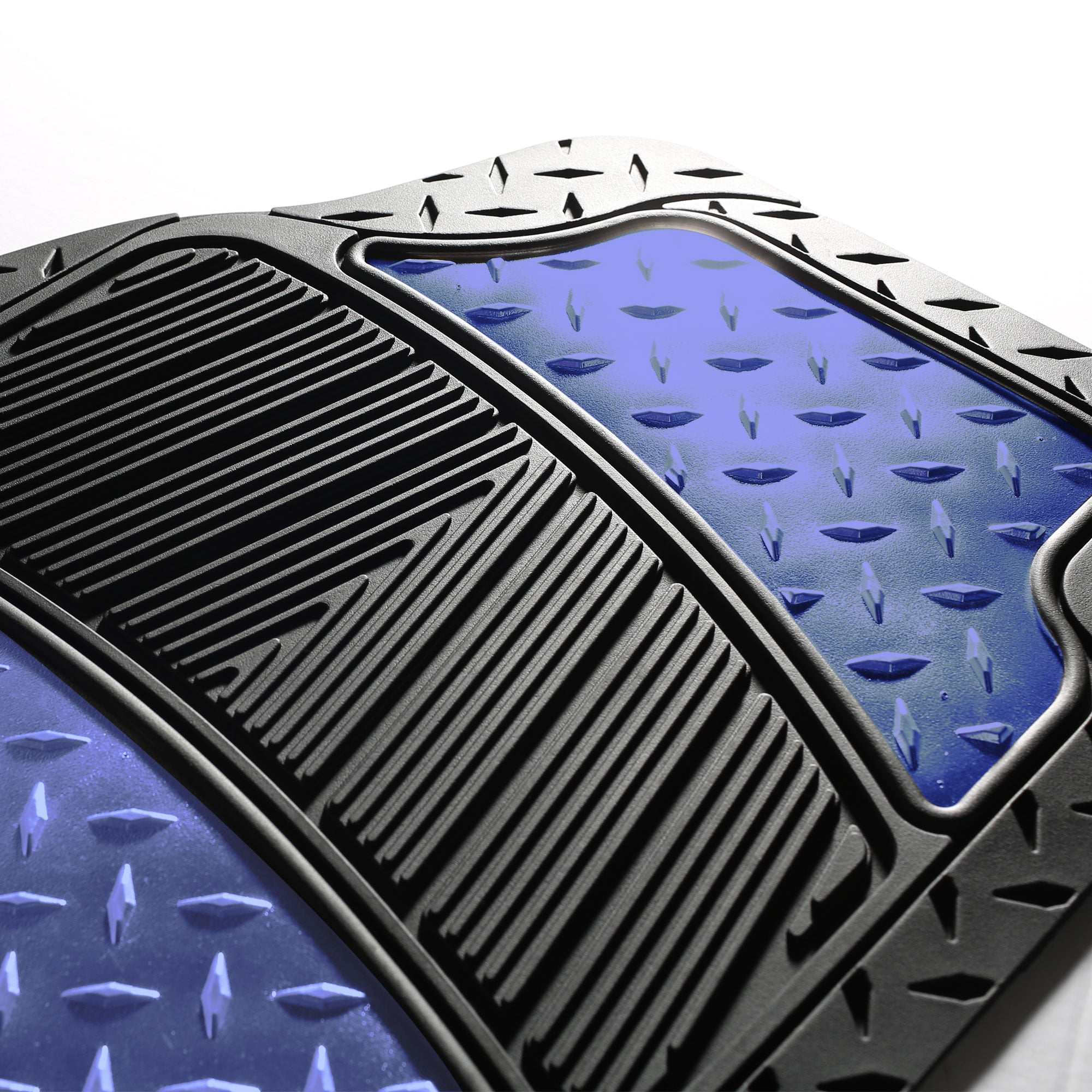 FH Group Climaproof Rubber Car Floor Mat, Universal 4pc Blue Floor Mats with Air Freshener