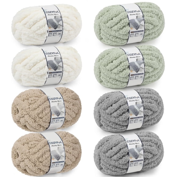 Harn Cozyful Chunky Chenille #10 para tejer a mano 8 madejas