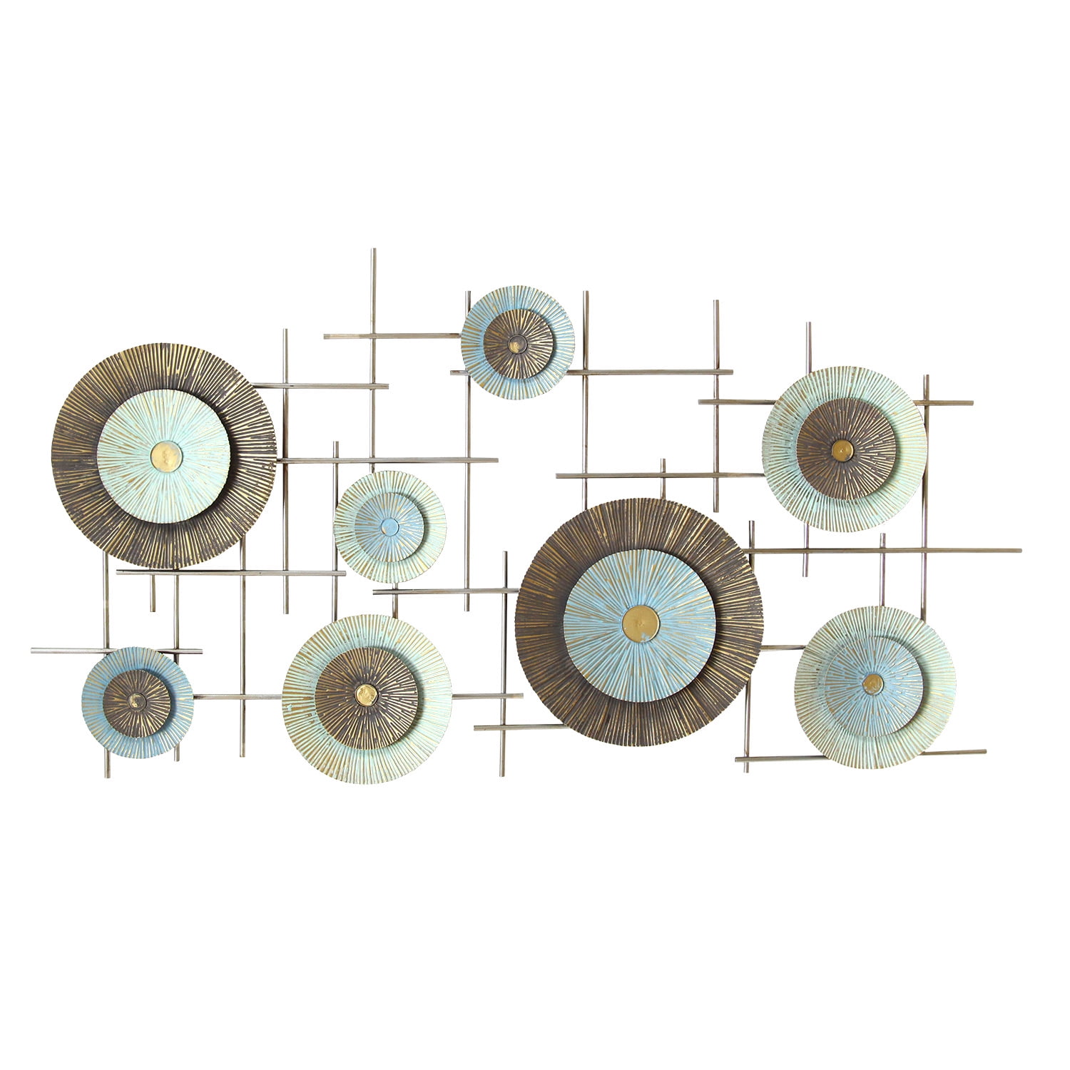 Sintra Blue and Brown Geometric Circles Metal Wall Decor