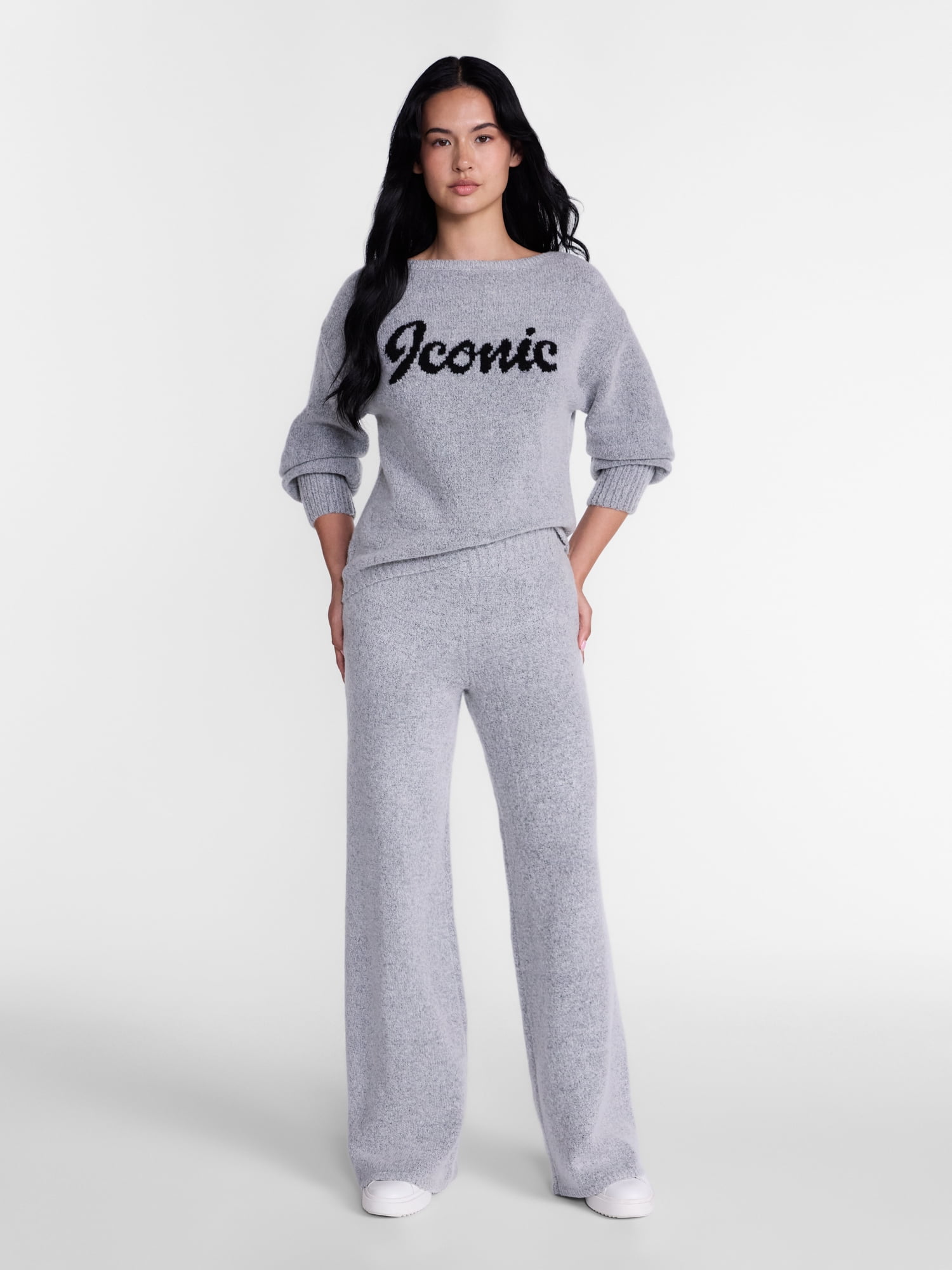 Madden NYC Women's Boatneck Graphic Sweater, Midweight, Sizes XXS-XXL