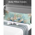 thumbnail image 4 of Teal Beach Coastal Body Pillow Case Cover - Microfiber Bed Throw Pillow Covers, Summer Nautical Coral Shell Botanical Decorative Lumbar Pillow Cover with Envelope Closure for Sofa/Travel 20"x54", 4 of 6