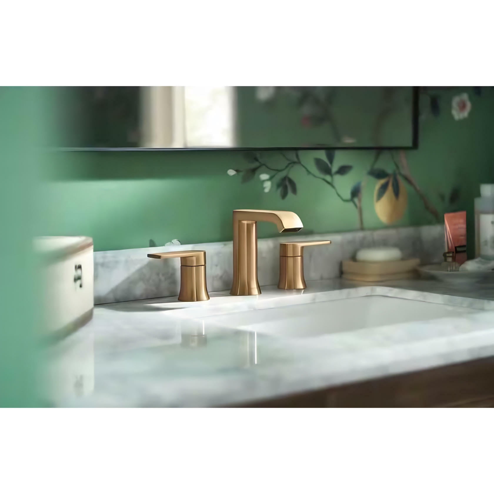 Moen GENTA 8 in. Widespread Double Handle Bathroom Faucet in Bronzed Gold Valve Included