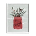 thumbnail image 2 of Red Merry Christmas Country Jar Winter Holly Pine Botanical & Floral Graphic Art Framed Art Print Wall Art, 2 of 5