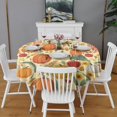 thumbnail image 2 of Fall Pumpkins Sunflowers Autumn Pattern Round Tablecloth 60" X 60",Wrinkle Wipeable Table Cloth for Kitchen Dining Room Picnic Patio Party, 2 of 6