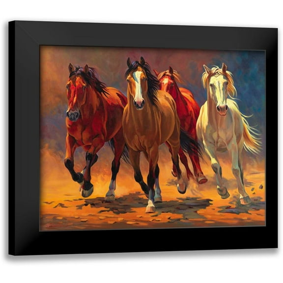 Davidson, Nancy 14x12 Black Modern Framed Museum Art Print Titled - Hoofbeats and Heartbeats