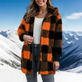 thumbnail image 4 of larppty Womens Oversized Sherpa Jacket Fuzzy Fleece Zip Up Jacket Warm Winter Coats Outerwear with Pockets (Orange, L), 4 of 6