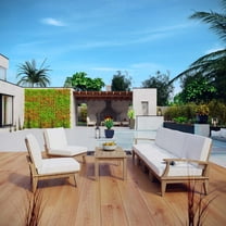 Modway Marina 7 Piece Outdoor Patio Teak Set in Natural White