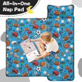 thumbnail image 4 of Football and Golfball Blue Pattern Teens Toddler Nap Mat with Pillow, Sleeping Mat Bag for Preschool Daycare 59"x22", 4 of 6