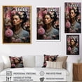thumbnail image 4 of Designart "Mexican Portrait with Floral Pink and Blue II" Fashion Canvas Wall Art - Glam Pink Woman Mexican Entryway Wall Art Print, 4 of 6