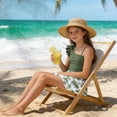 thumbnail image 3 of Girls Tankini Swimsuit One Piece Swimwear Top with Tropical Print Cover Up Skirt Girls Bathing Suit Swimwear (Army Green,11-12 Years), 3 of 4