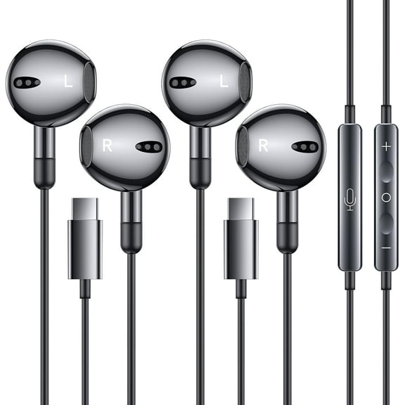 USB C Headphones for iPhone 15/16 - for 𝐀𝐩𝐩𝐥𝐞 i Phone Type C Earbuds Wired Earphones with Microphone & Remote Control Noise Cancelling for iPhone 15/16 Pro Max/16e/for iPad Pro【2 Packs】