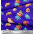 thumbnail image 2 of Soimoi Blue Cotton Voile Fabric Kettle & Cups Kitchen Printed Craft Fabric by the Yard 42 Inch Wide, 2 of 3