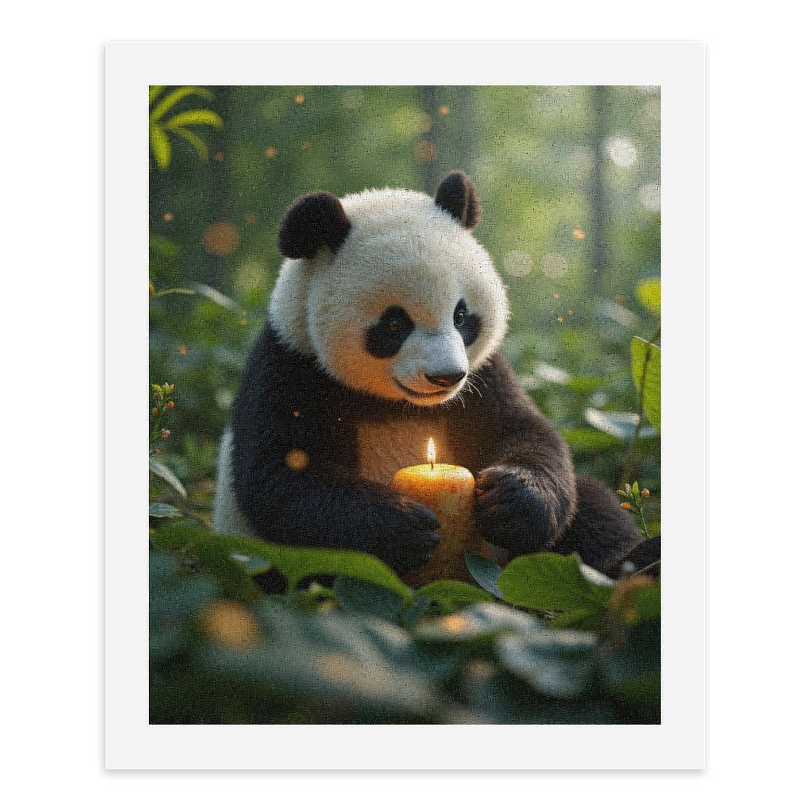 Paint By Numbers Kit for Adults Beginner - DIY Panda Holding Candle In Forest Canvas Painting Kits for Adults, Frameless Paint By Number for Adults for Home Wall Decor 16x20 Inch