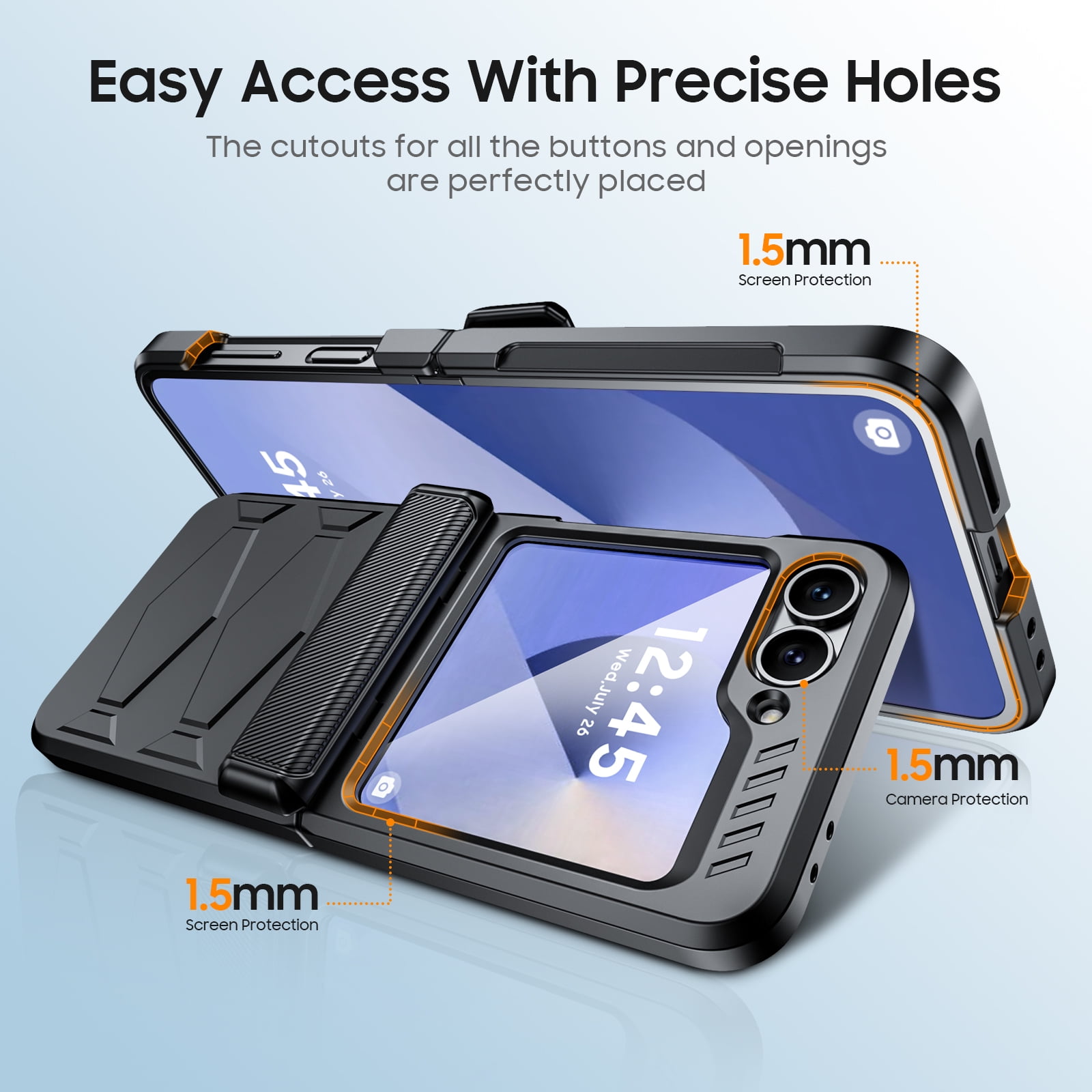 Vizvera for Samsung Galaxy Z Flip 6/Z Flip 7 FE Case with Hinge Cover,Built-in Screen Protector Shockproof All-Inclusive Smartphone Cover Wireless Charging-Black