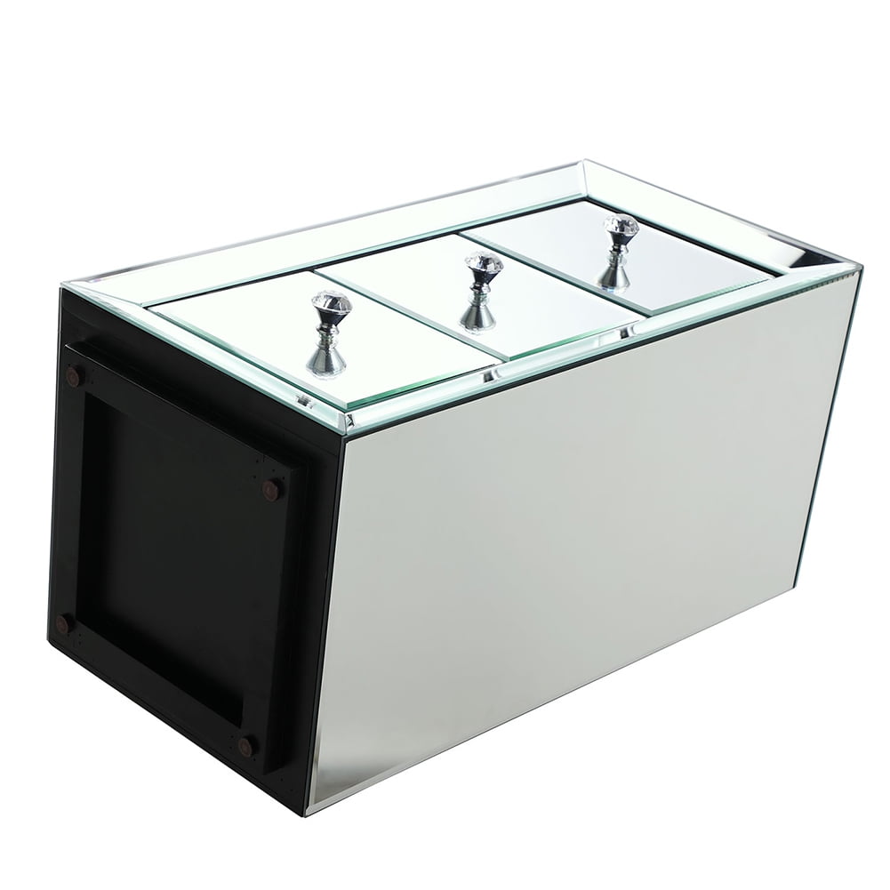 Kepooman Wood Leg Accent Table for Indoor Outdoor, Silver Mirrored Side Table for College Dorm with 3 Drawer, Modern Design Night Stand for Hallway Kepooman Wood Leg Accent Table for Indoor Outdoor, Silver Mirrored Side Table for College Dorm with 3 Drawer, Modern Design Night Stand for Hallway