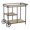 thumbnail image 7 of A&B Home 3 Shelf Stand with Wheel Detail - Natural, Black Finish, 7 of 7