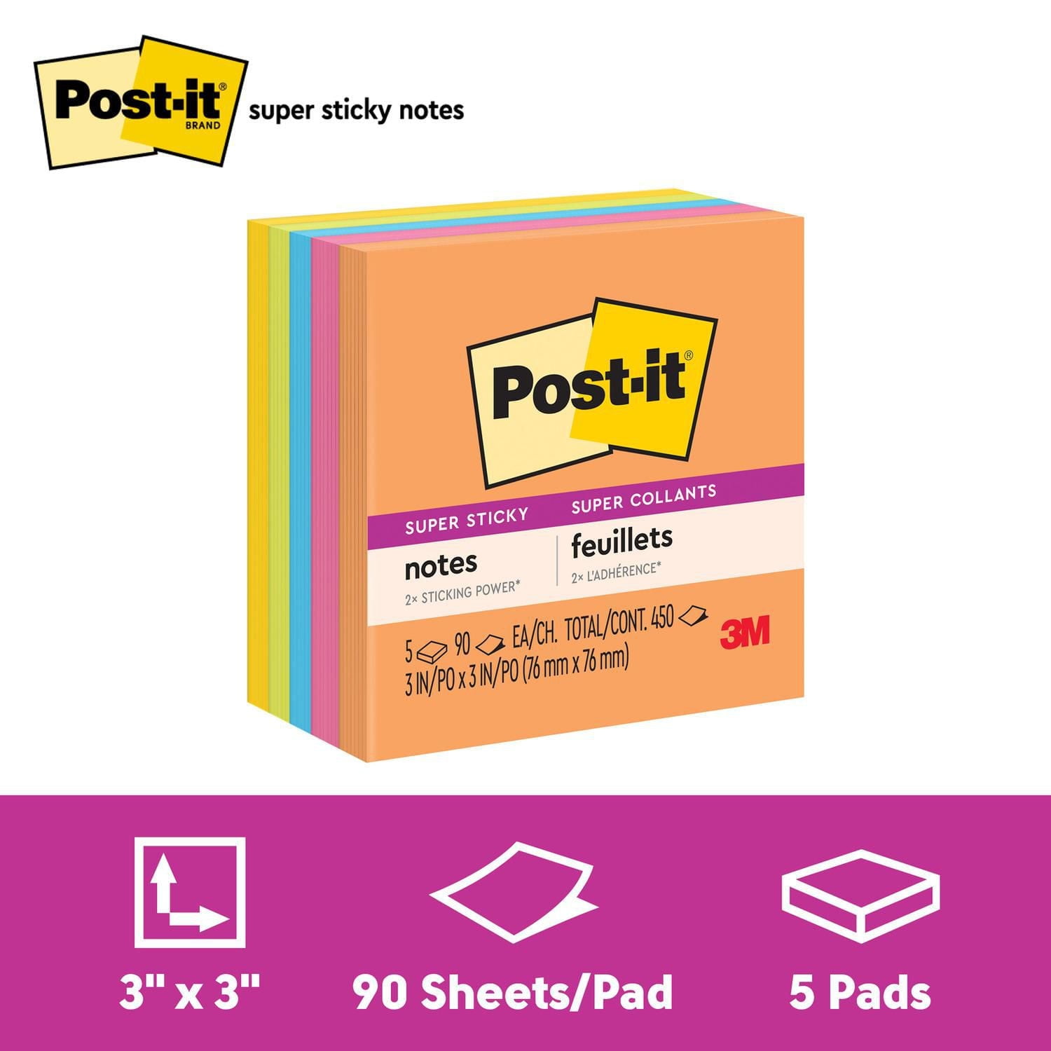 Post-it® Super Sticky Notes 654-5SSUC-C, Rio de Janeiro Collection, Rio de Janeiro Collection