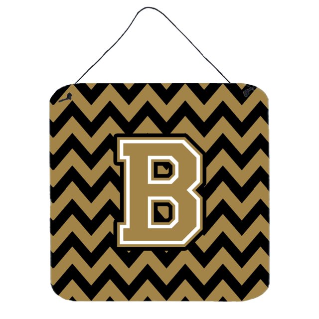 "Treasures Chevron Black and Gold Letter B Wall or Door Hanging Prints CJ1050-BDS66, 6"" H x 6"" W" Caroline's Treasures CJ1050-BDS66